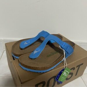 Birkenstock New Gizeh Rivet Logo Sky Blue Textile Vegan Reg Size 8 Women’s